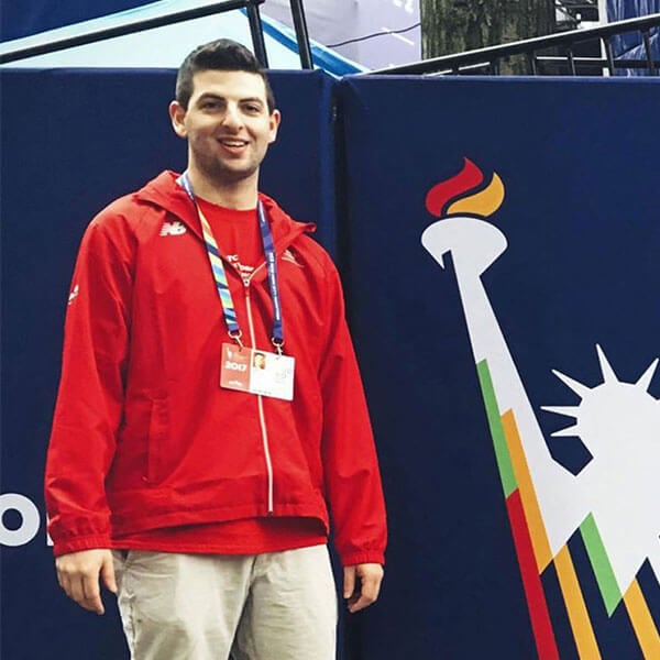 Seth Pachman ’16, DPT ’20, takes a break after volunteering in the medical tent at the New York City Marathon.