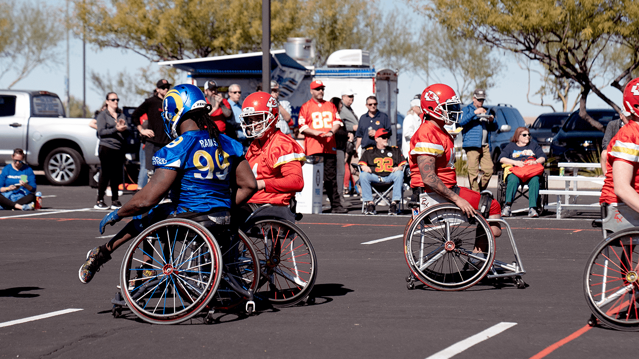 Salute to Service Wheelchair Football League Championship Game, where the Los Angeles Rams and the Kansas City Chiefs faced off.