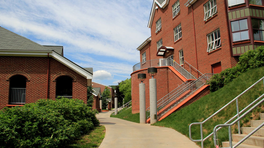 An exterior view of The Village residence halls