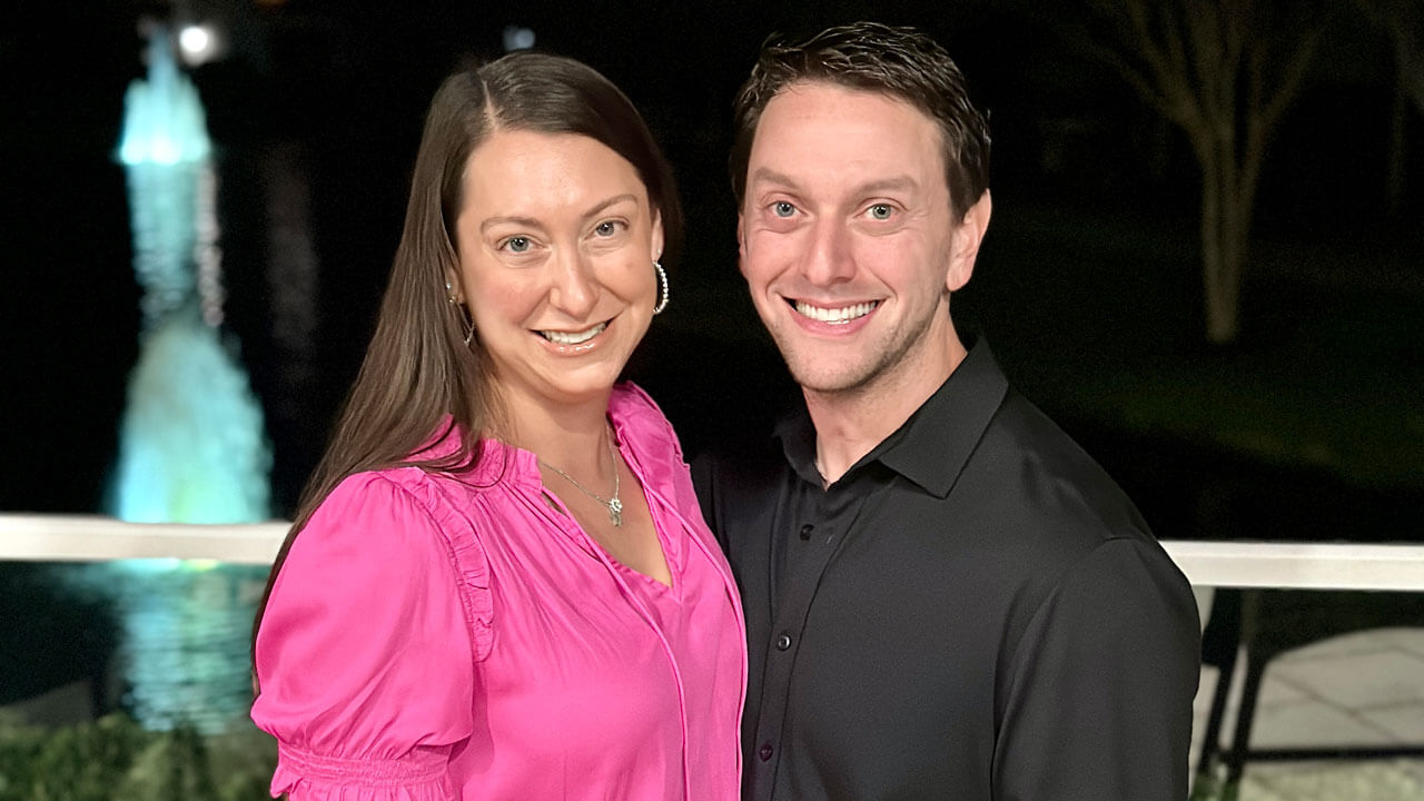 Danielle and Scott Wormser smile in a current day photo.