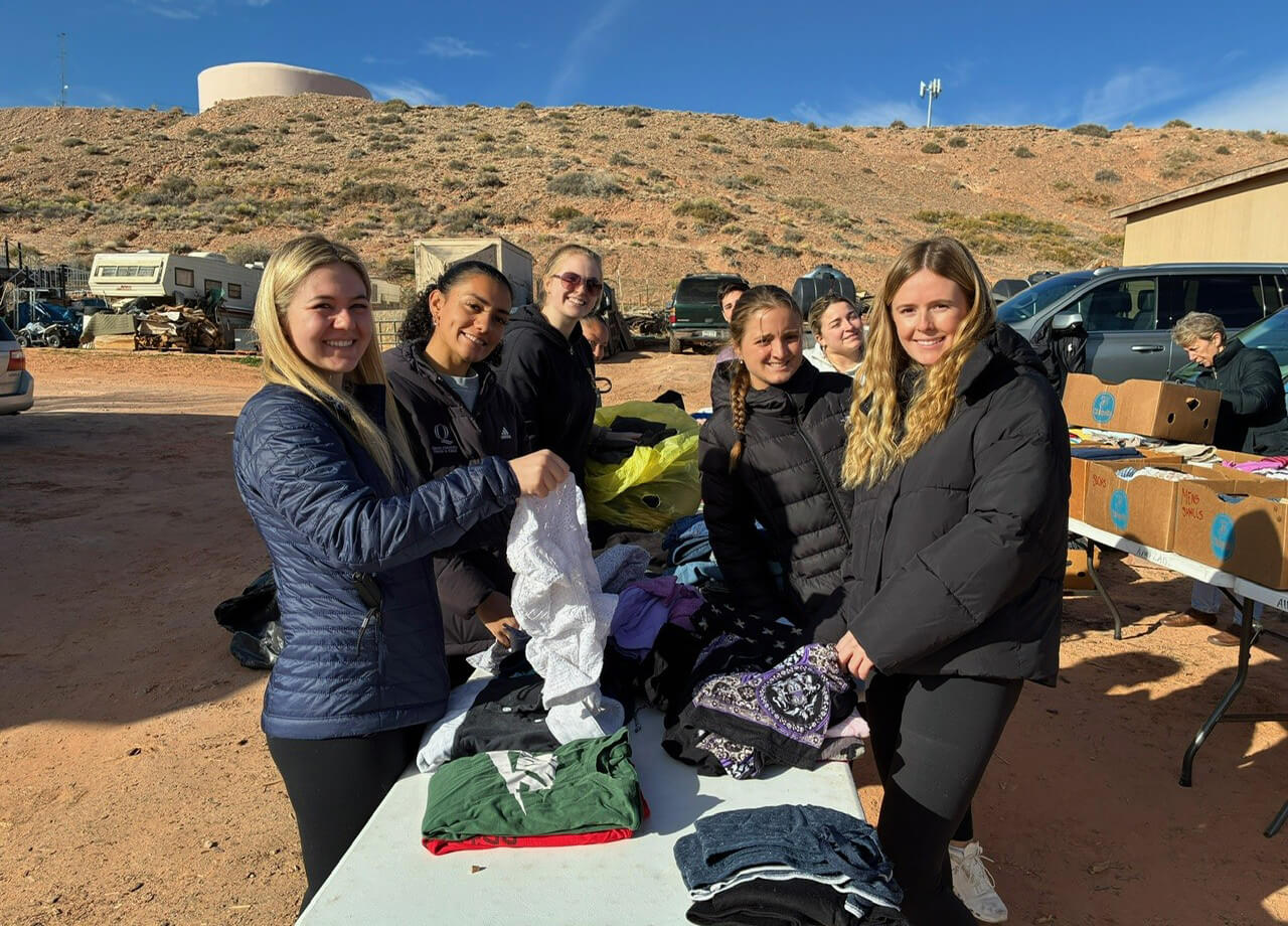 Quinnipiac nursing students with clothes on Navajo nation trip