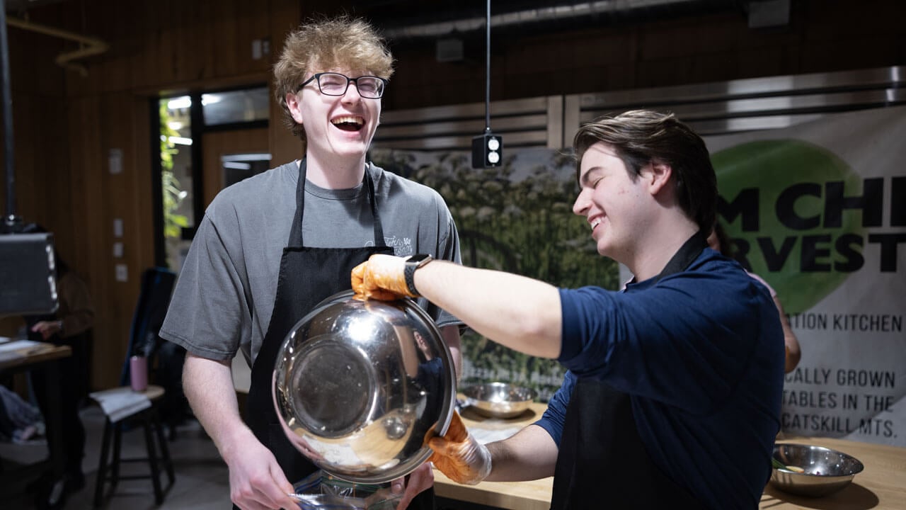 Students participates in kimchi-making at RecWell