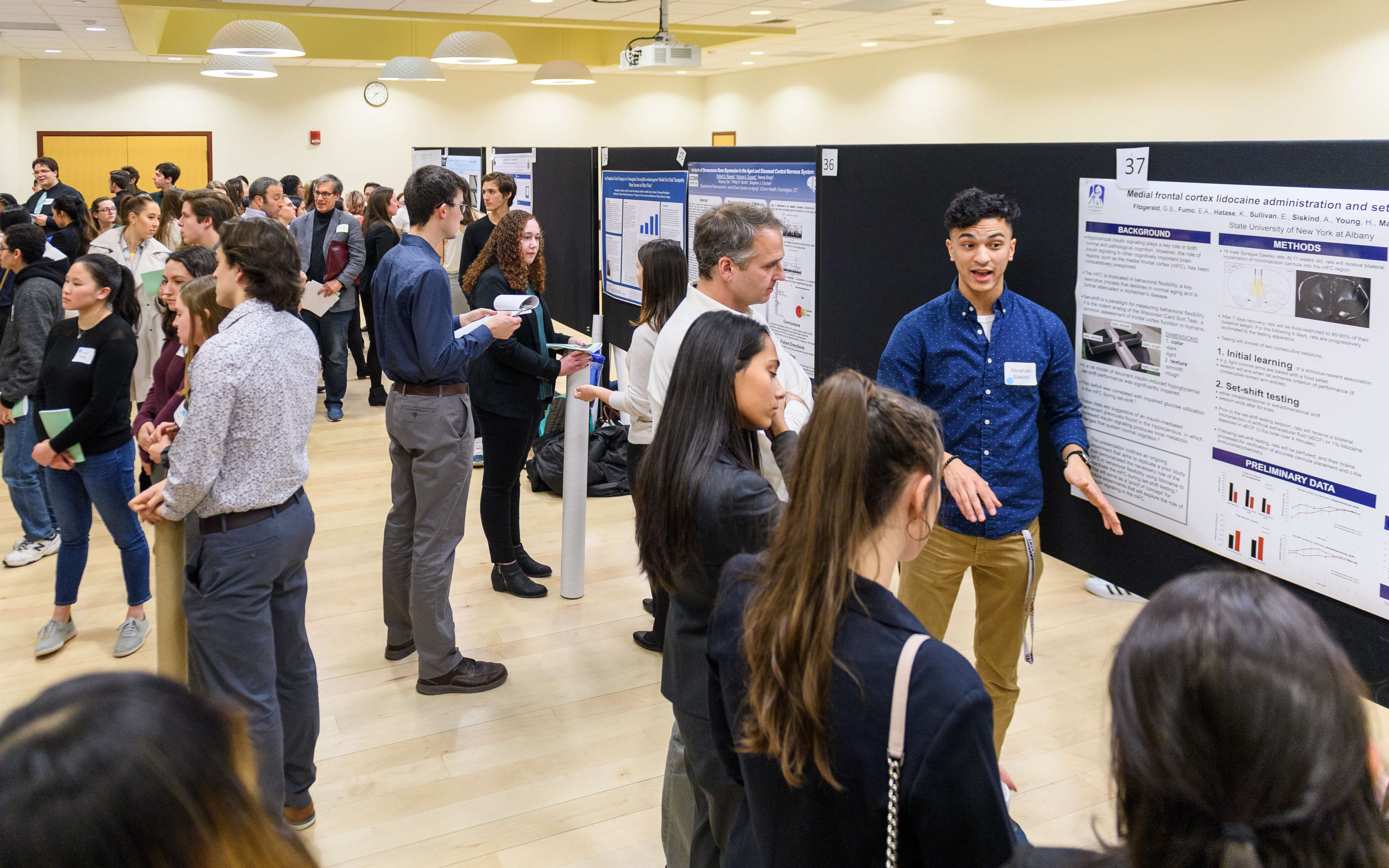 Students give presentations during various workshops at the Quinnipiac University School of Medicine Neuron Conference.