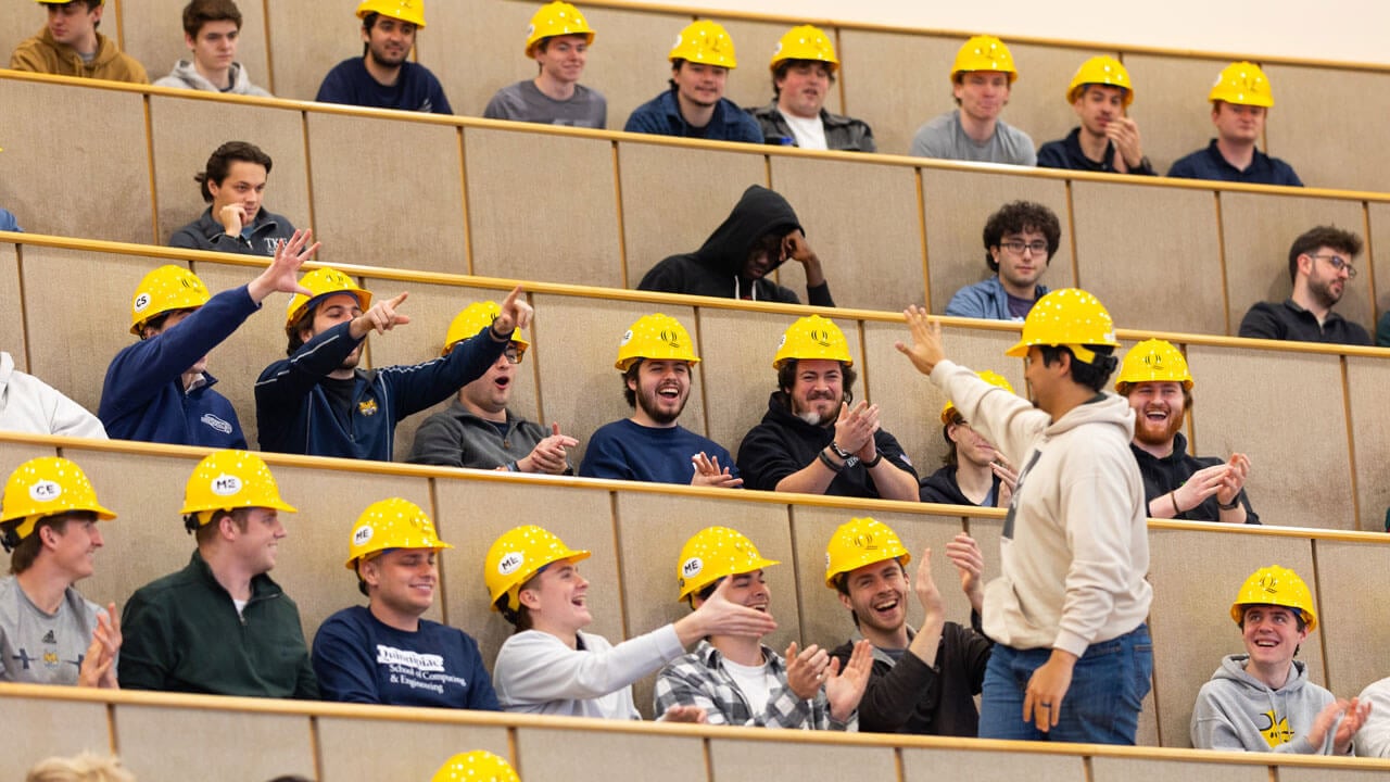 Students cheer each other on