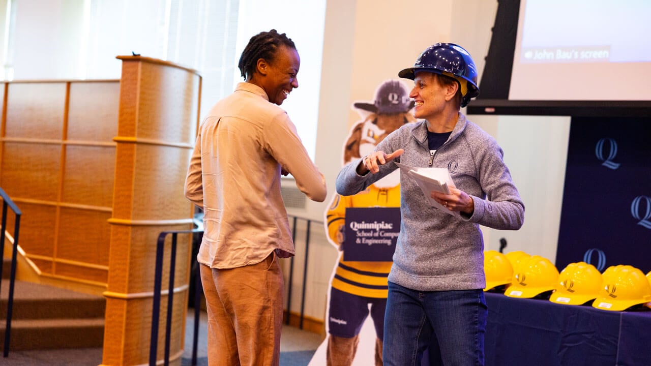 Student receives hard hat