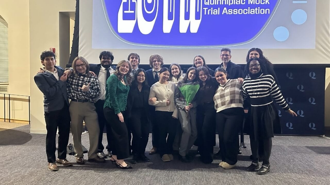 Students in the Mock Trial Association posing for a group photo