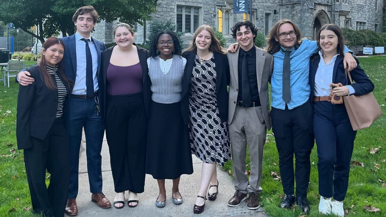 Students in the Mock Trial Association posing for a group photo