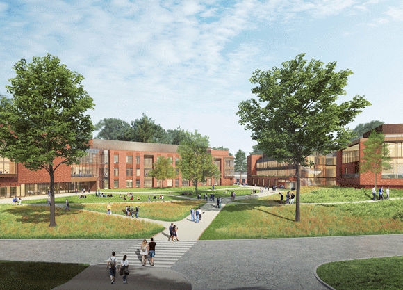 Series of renderings of new South Quad project plans
