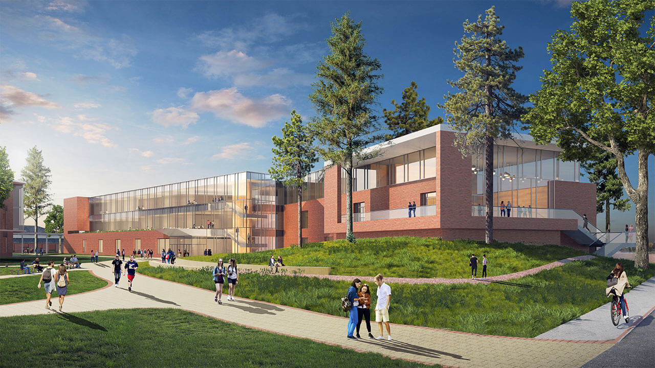 A rendering of the new South Quad featuring the School of Business