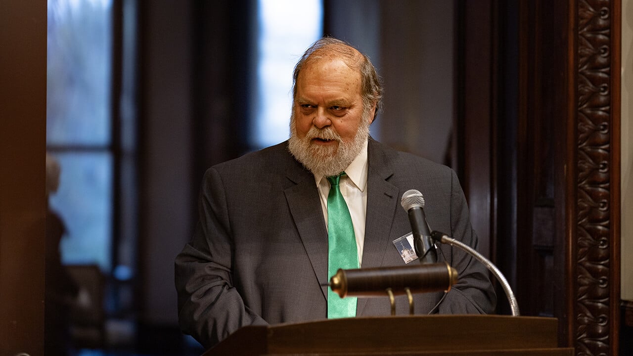 Individual speaking at the Ireland Great Hunger Museum