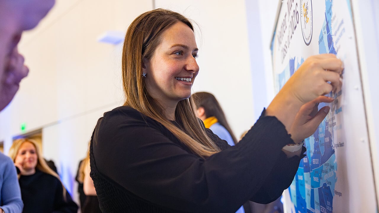 Student placing their Match Day assignment on map