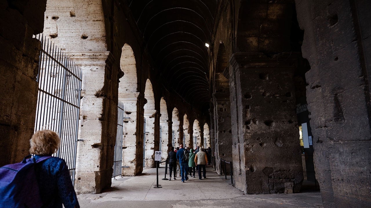 Shot of the entrance of the Colosseum in Rome