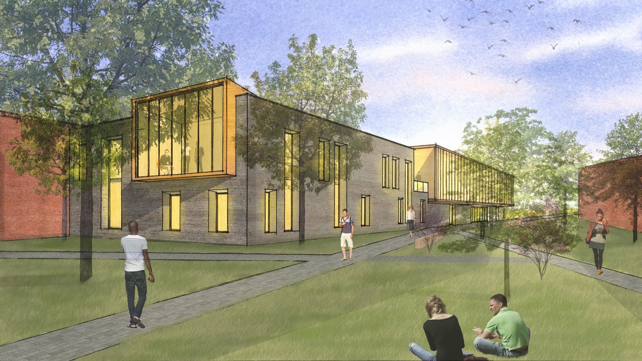 Rendering of outside of future wellness and fitness center