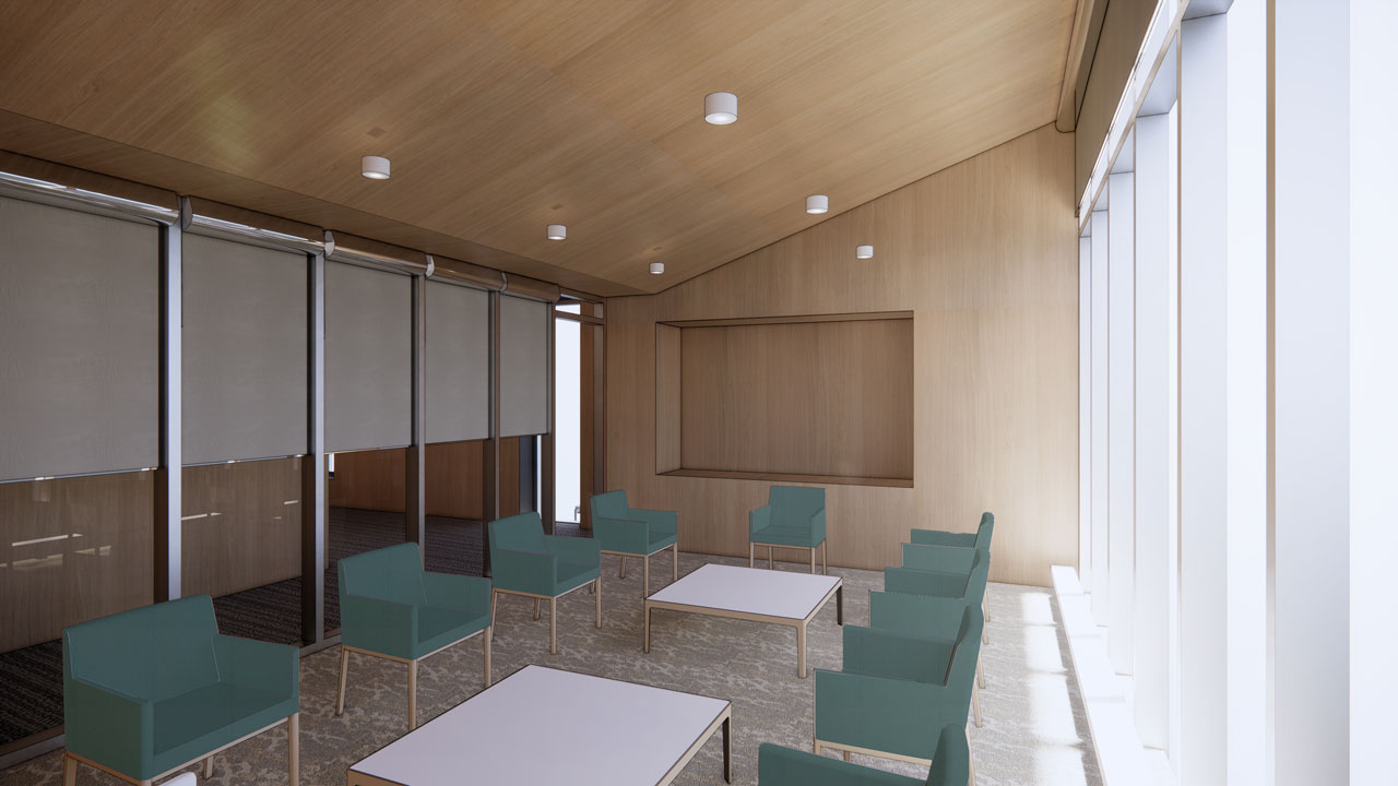 Rendering of group therapy counseling room