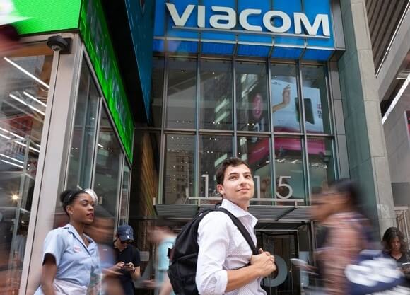 Petrosino walks outside the entrance of Viacom in New York City