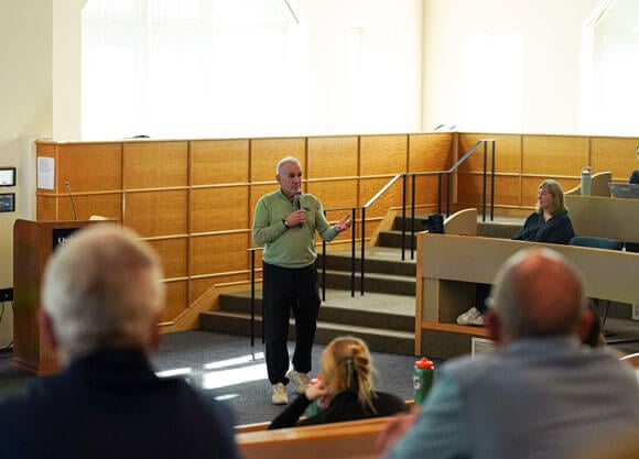 Robert Fitzpatrick speaking to a crowd