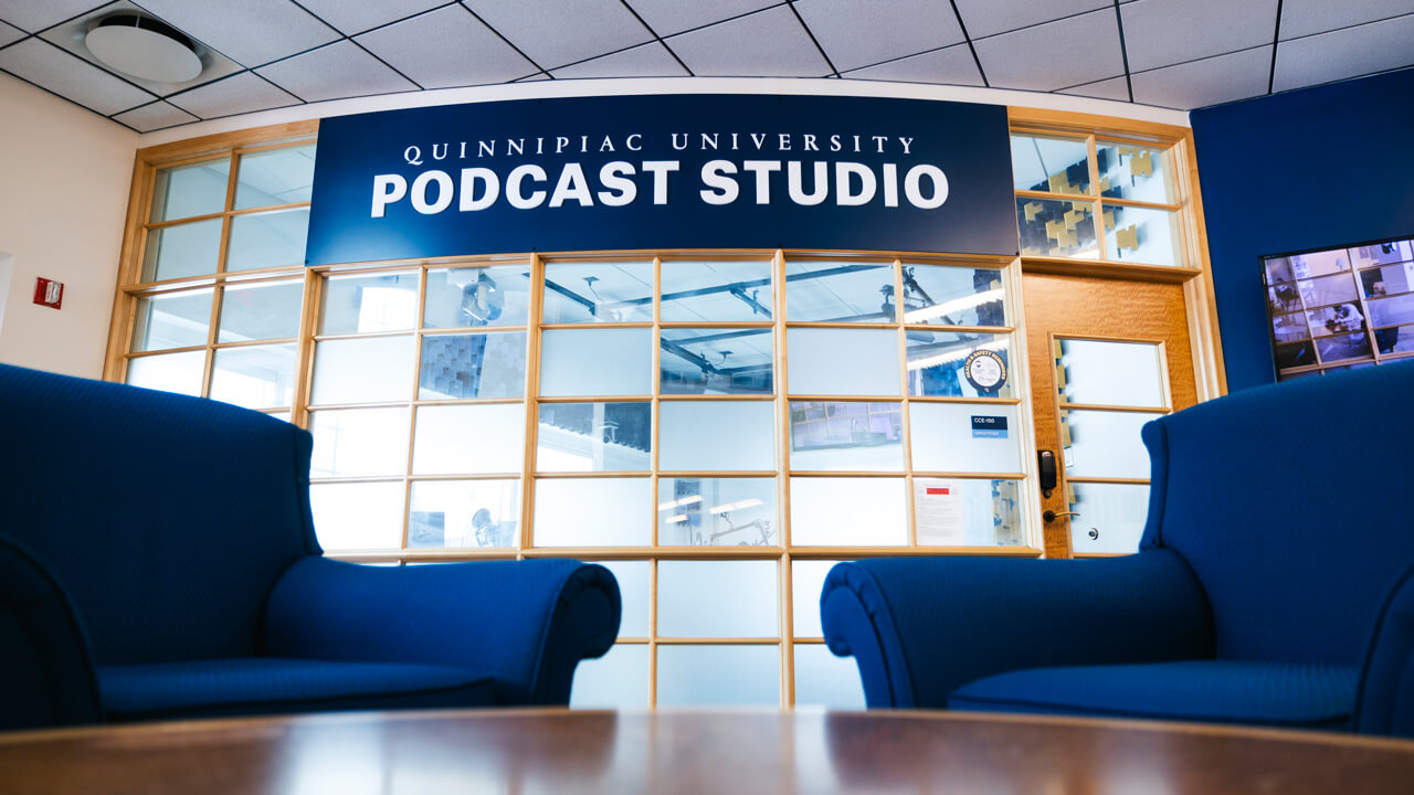 Exterior of Quinnipiac Podcast Studio.