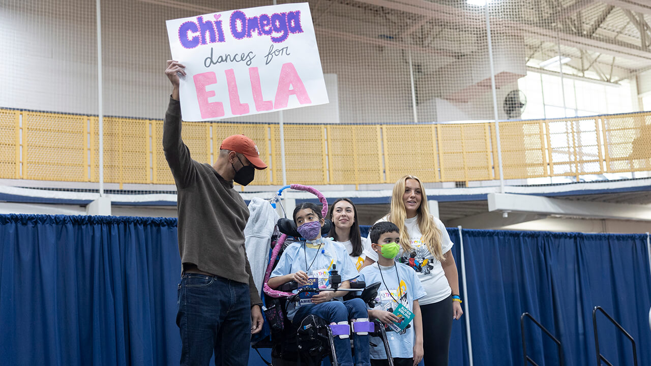 Chi Omega sorority takes the stage with their QTHON child