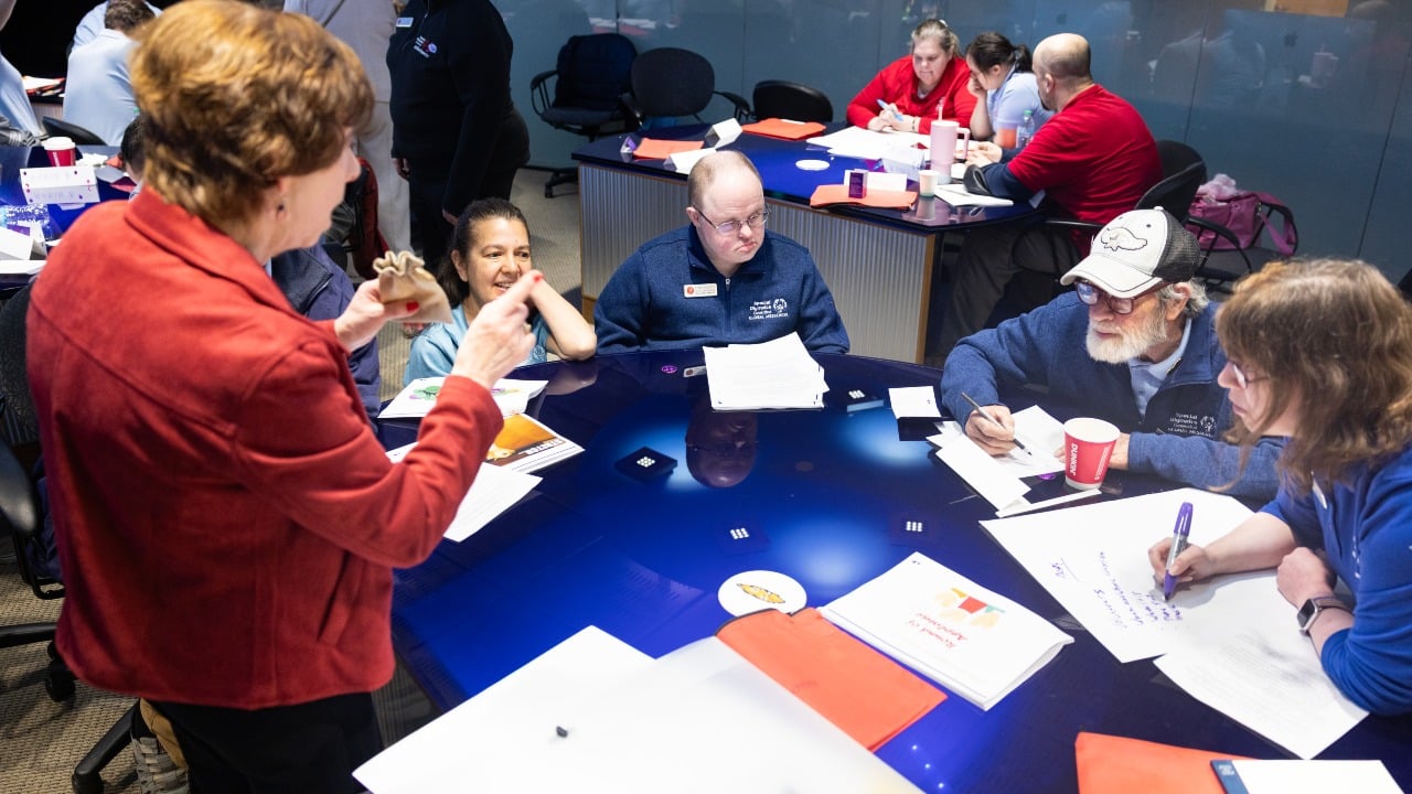 Andrea Obston and participants at Special Olympics Connecticut media training event