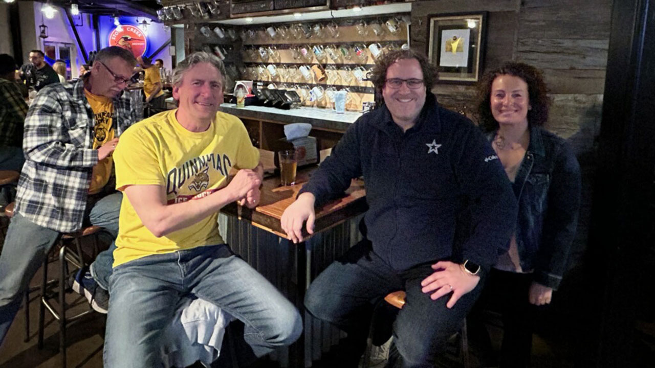 Bobcats watch the hockey game in Branford, CT