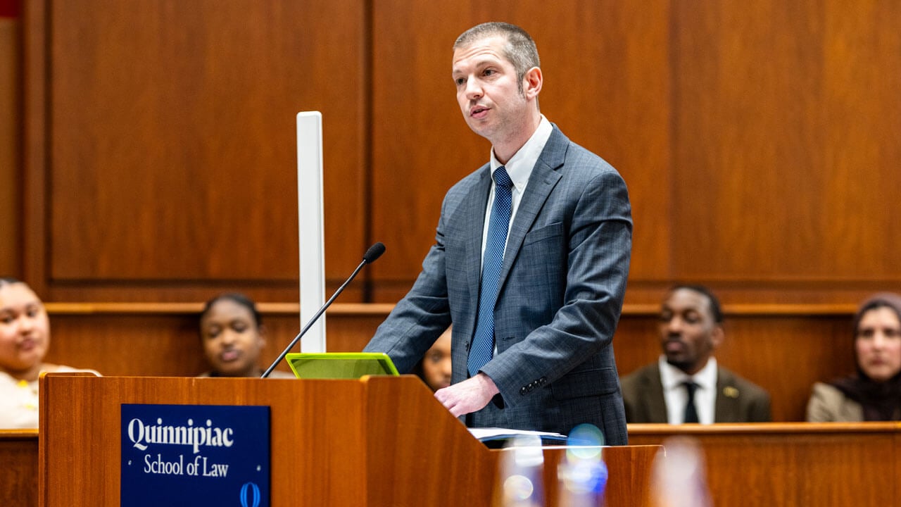 Presenter gives speech