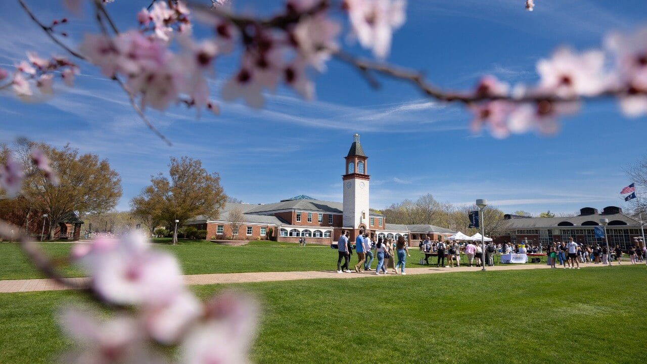Arnold Bernhard Library can be seen amidst a beautiful spring day.
