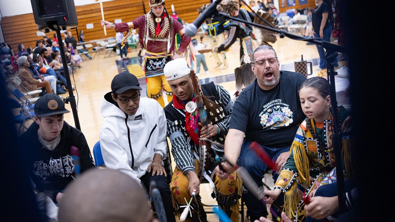 Participants of the Dancing in the Shadow of Sleeping Giant Powwow gather