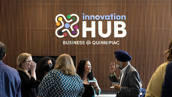 Quinnipiac community members at the opening of the Innovation Hub.