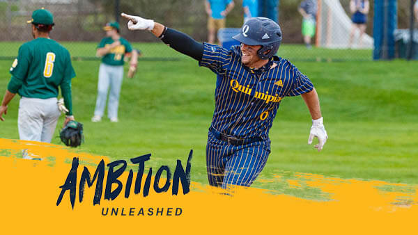 Colton Bender runs around the bases while playing baseball for Quinnipiac.