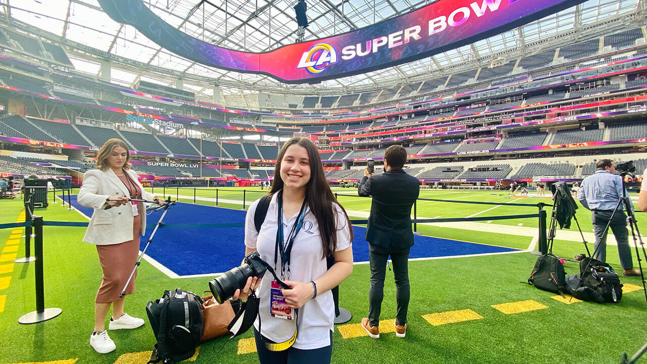 Ephemia Nicolakis working the Super Bowl