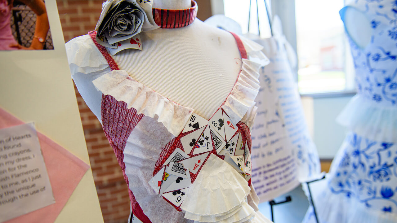 An eco-friendly dress made of playing cards