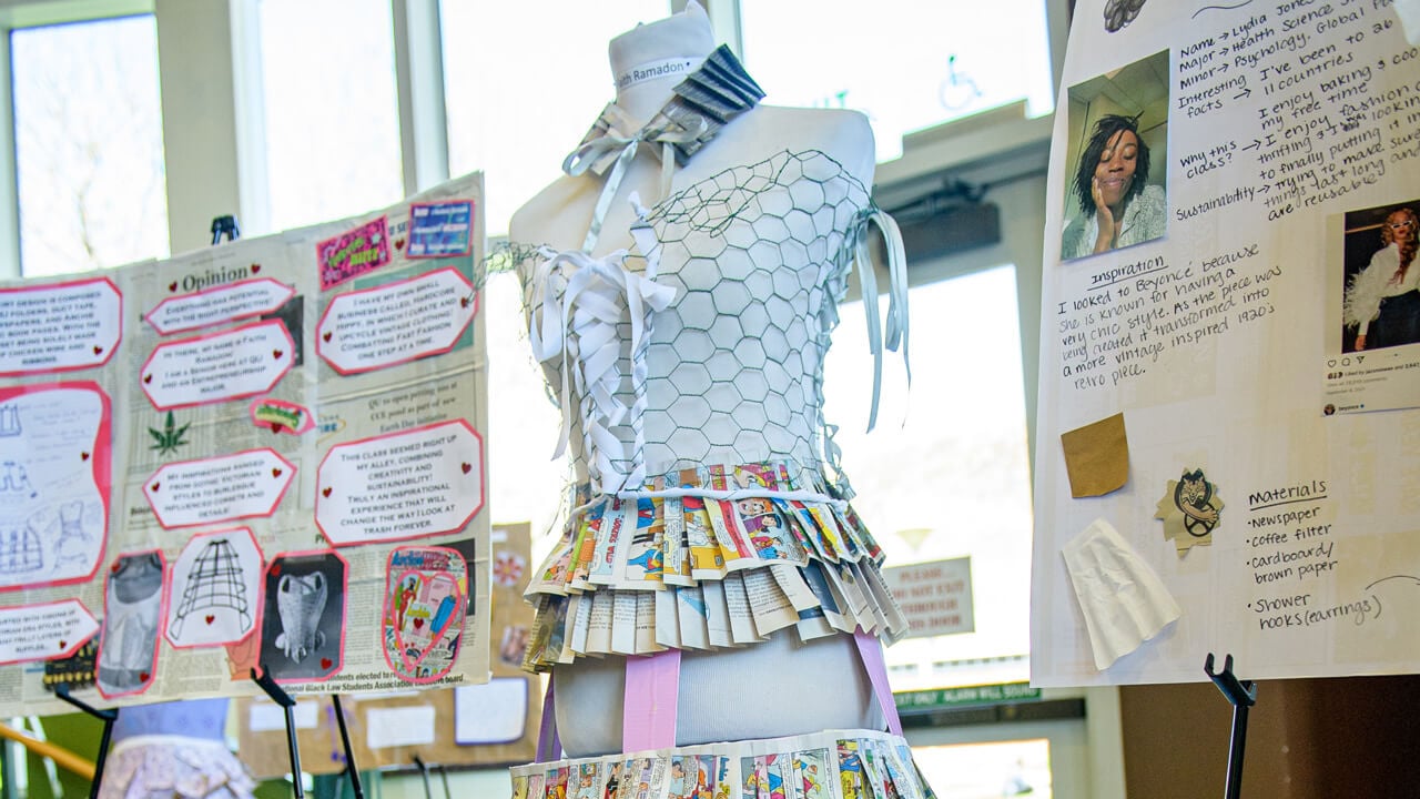 An eco-friendly dress made of recycled materials