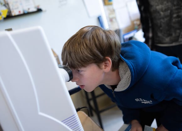 Person looks into skin analyzer