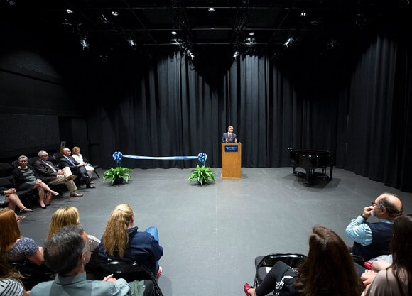 President John L. Lahey welcomes faculty, staff and students to the new Theatre Arts Center.