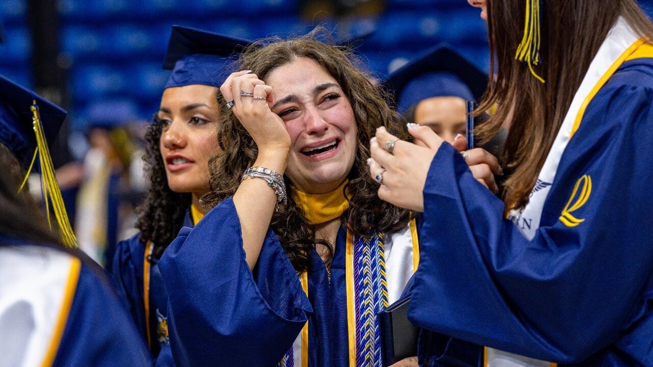 Graduate expresses her emotions through tears