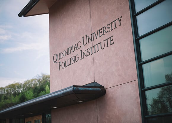 Outside sign on the Quinnipiac University polling institute building