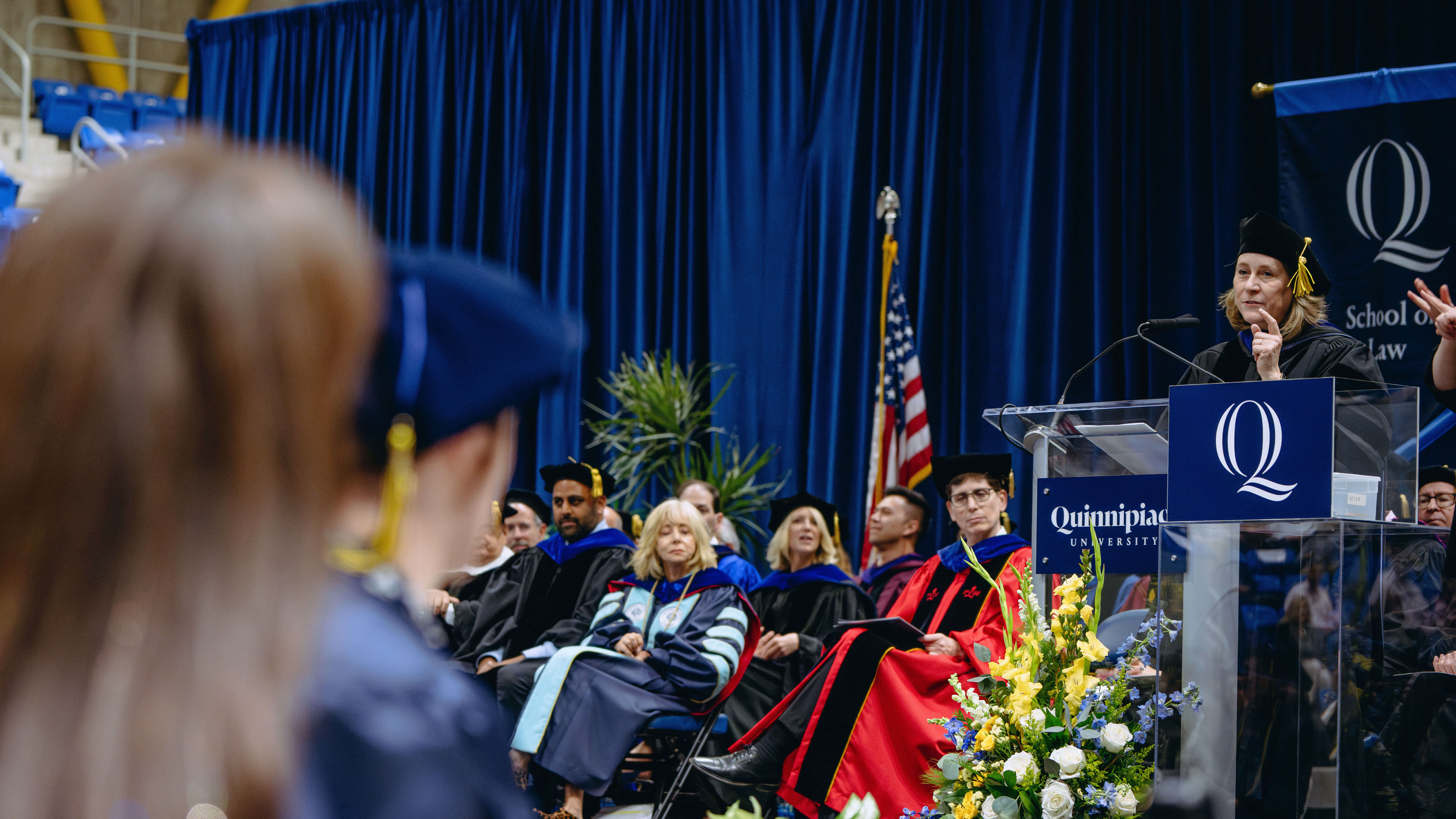 Dean Jennifer Brown speaking at the 2024 School of Law Commencement