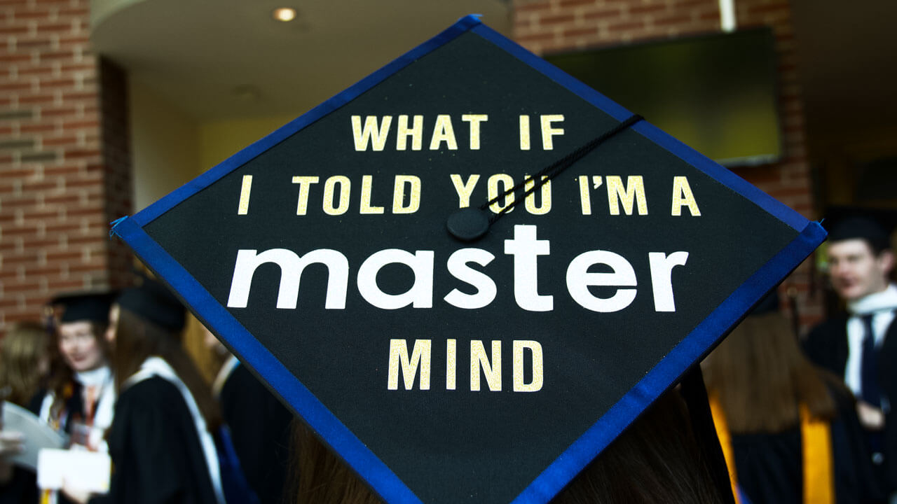 Graduation cap says 