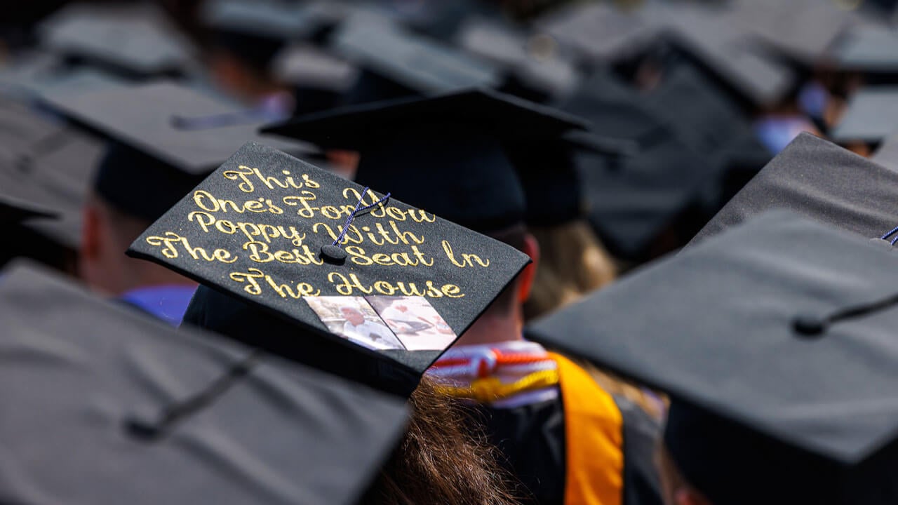 Graduation cap says 