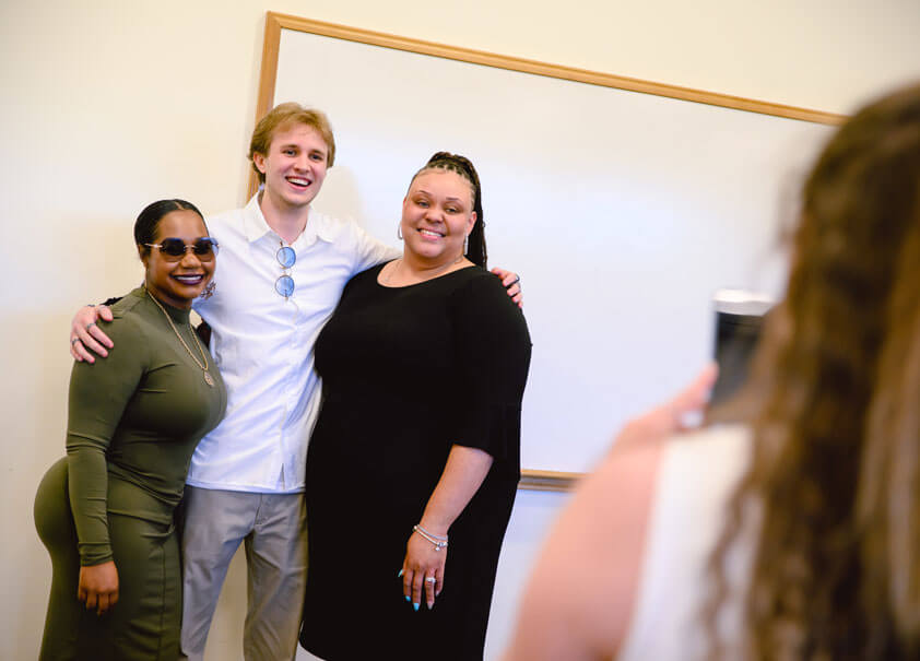 Quinnipiac University Master of Social Work students celebrate the completion of their program with the traditional pinning ceremony on Thursday, May 11, 2023, at the North Haven campus Center for Medicine, Nursing and Health Sciences.