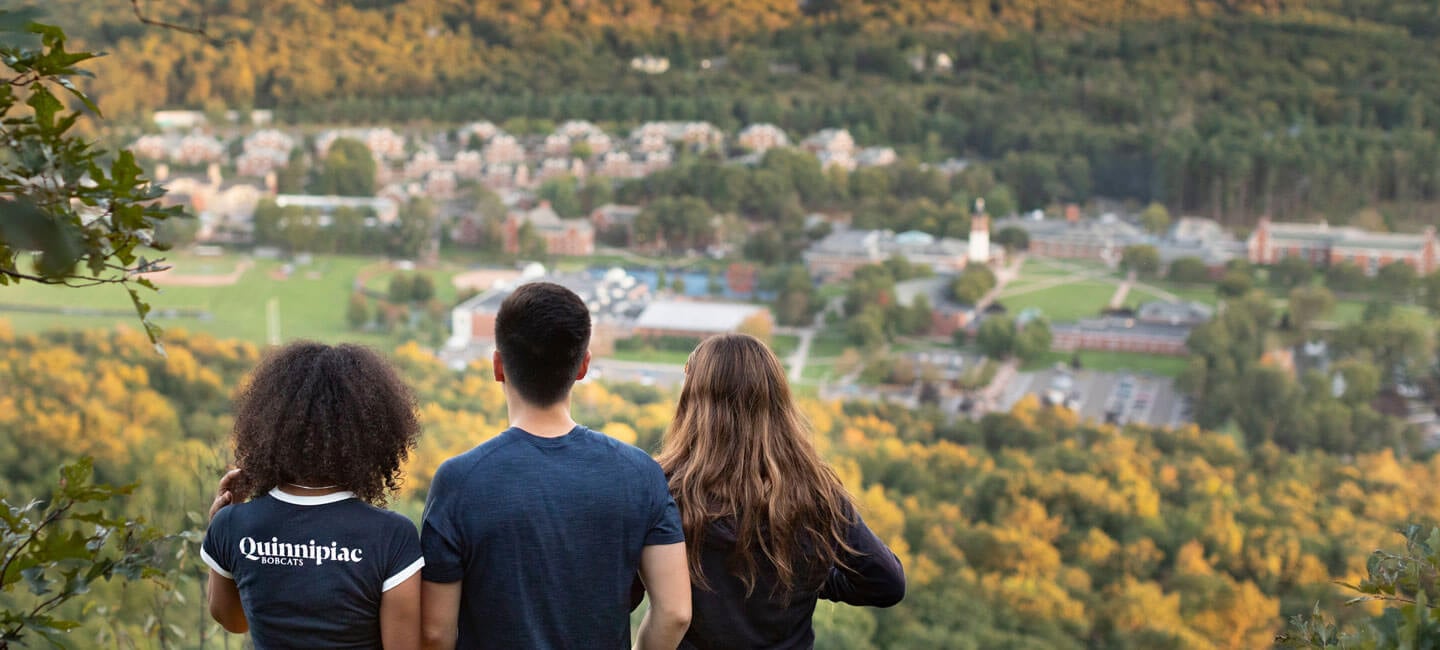 Quinnipiac students look over the horizon and the Mount Carmel Campus