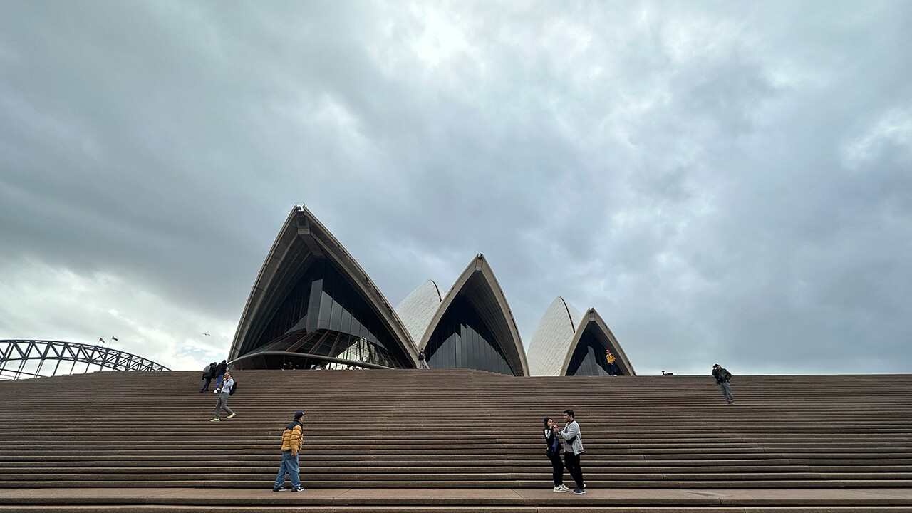 A photo of the exterior of the Sydney Opera House