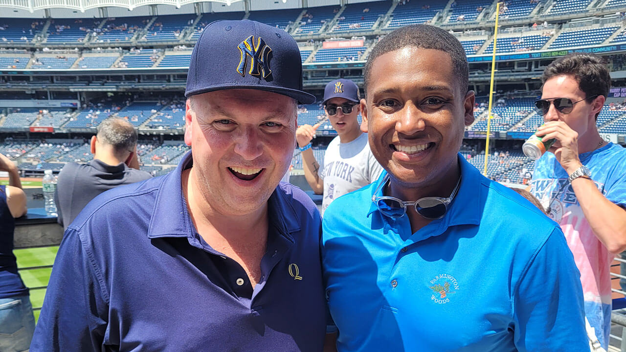 Alumni spend their Saturday watching a Yankee game together