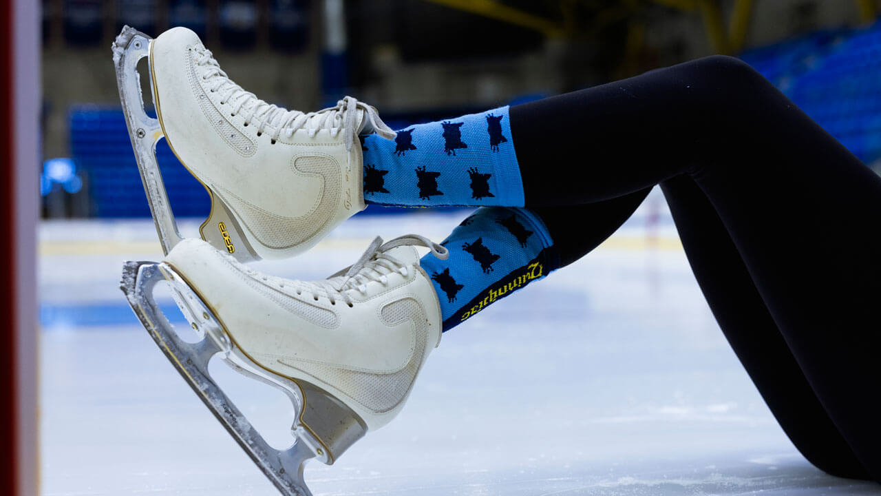 Skates staggered on the ice
