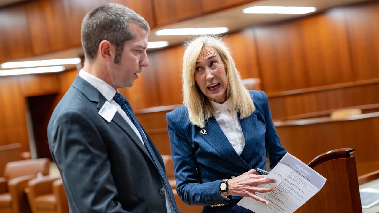 Marie Hardin and Brian Gallini talking