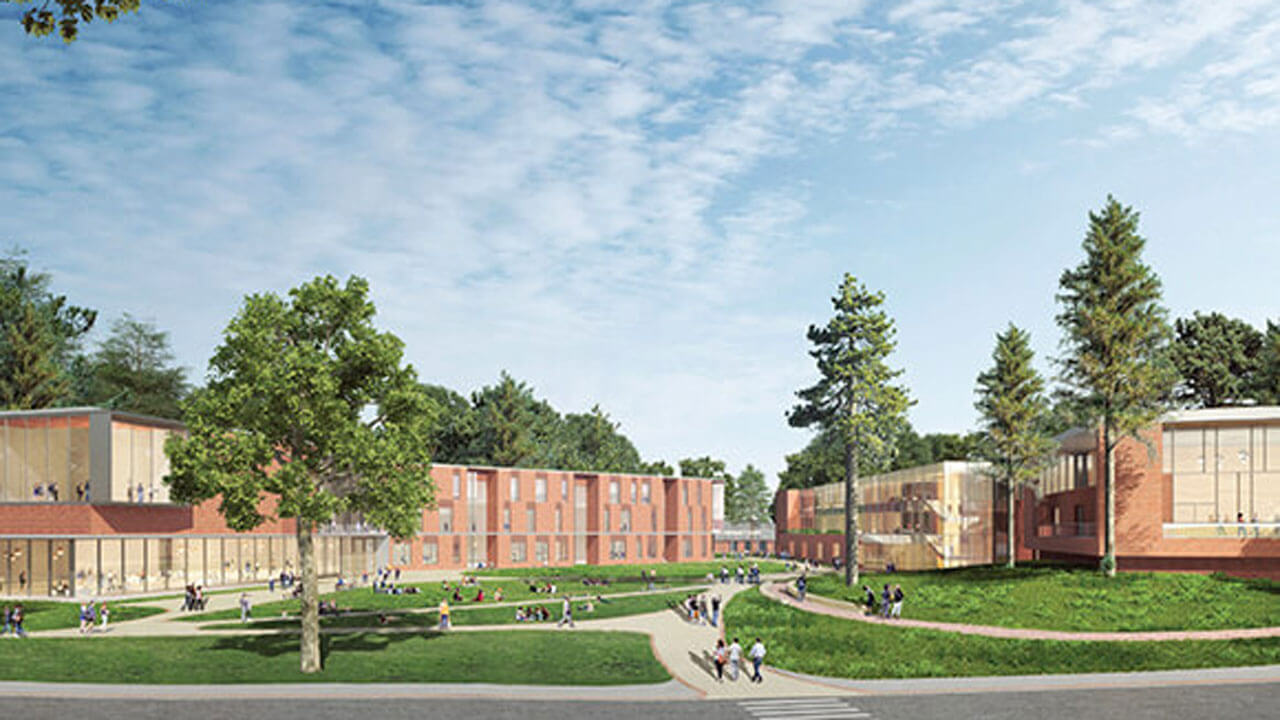 Rendering of the three buildings to be constructed on the new South Quad