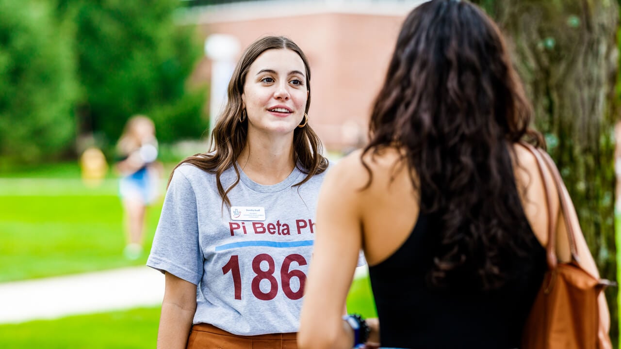 Students participate in ‘Meet the Greeks’ on Welcome Weekend at the quad in Quinnipiac’s Mount Carmel Campus