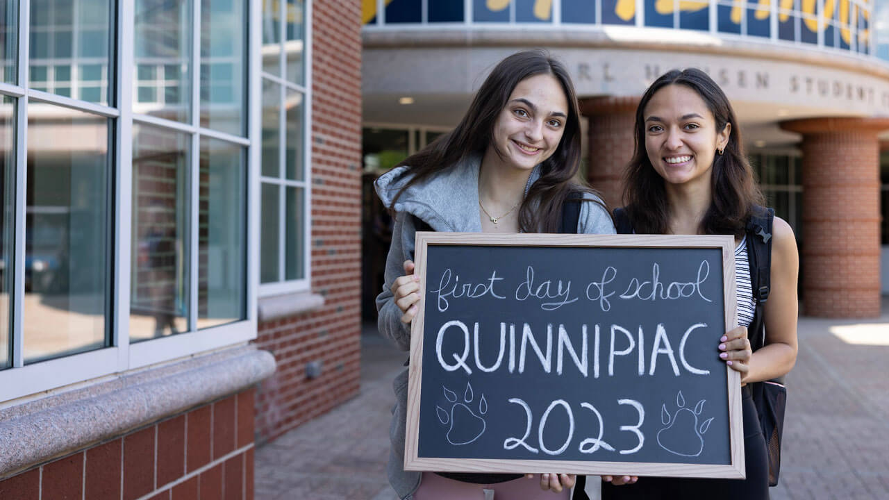Students pose with excitement for the first day of classes