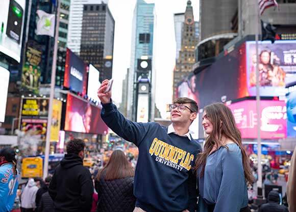 Quinnipiac students in Times Square in New York City.