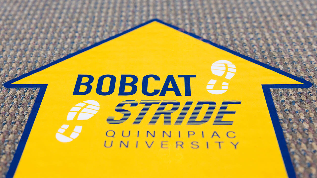 Bobcat Stride signage on the ground leading the way